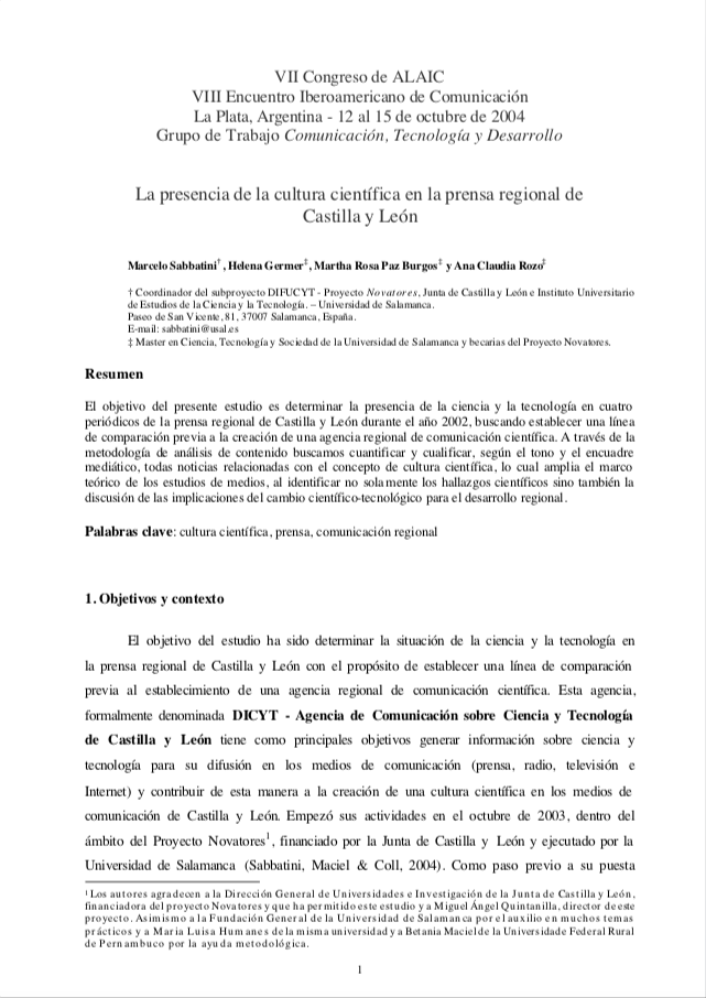 La presencia de la cultura científica en la prensa regional de Castilla y León