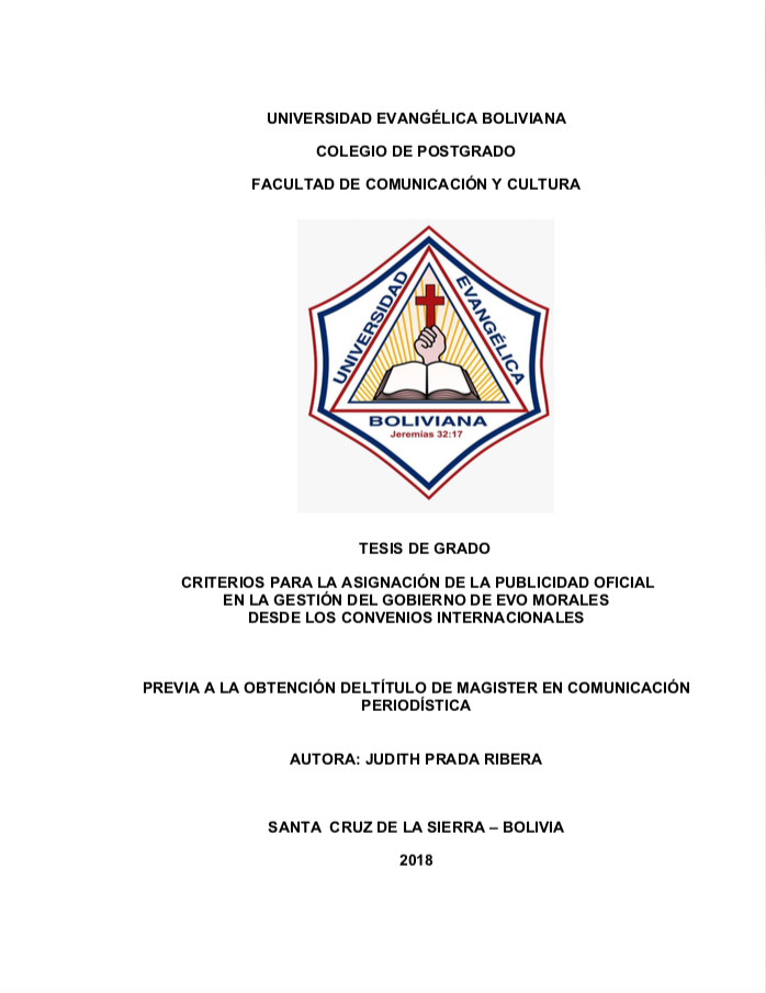 Criterios para la asignación de la publicidad oficial en la gestión del gobierno de Evo Morales, desde los convenios internacionales